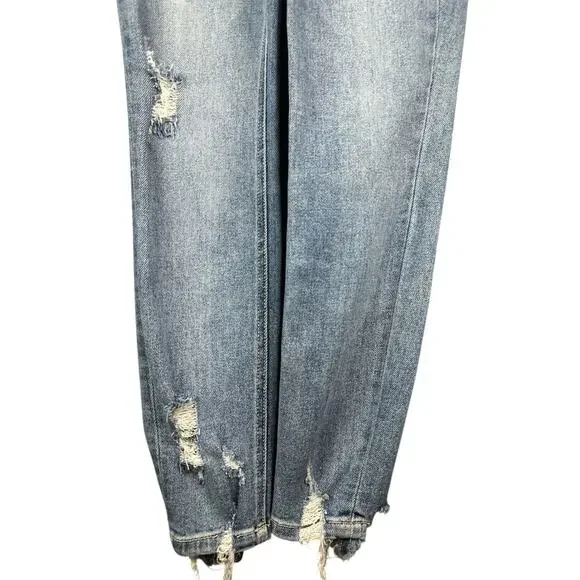 Vervet Buttonfly Light Wash Distressed Hi Rise Skinny Crop Jeans Denim Size 26 - Picture 2 of 7